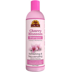 OKAY Pure Naturals Cherry Blossom Shampoo shown with gentle cleanser hair benefits
