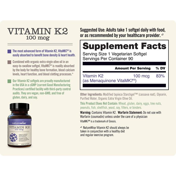 NatureWise Vitamin K2 VitaMK7 100 mcg 90 Softgels