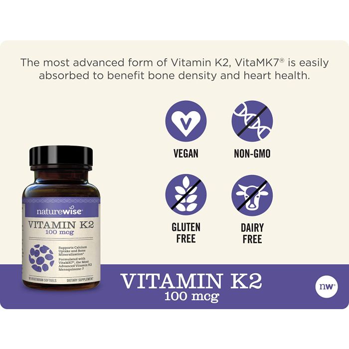 NatureWise Vitamin K2 VitaMK7 100 mcg 90 Softgels