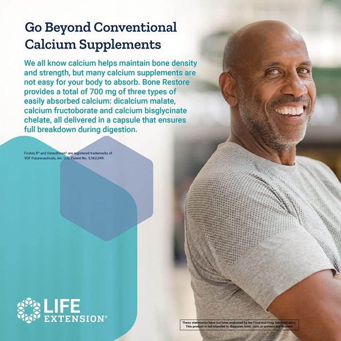 Life Extension Bone Restore bottle – 120 capsules for complete calcium and bone support