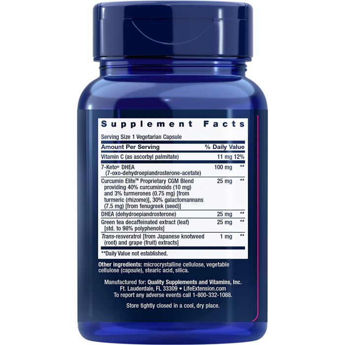 "Life Extension DHEA Complete – Helps with fat burning and healthy aging, 60 vegetarian capsules"