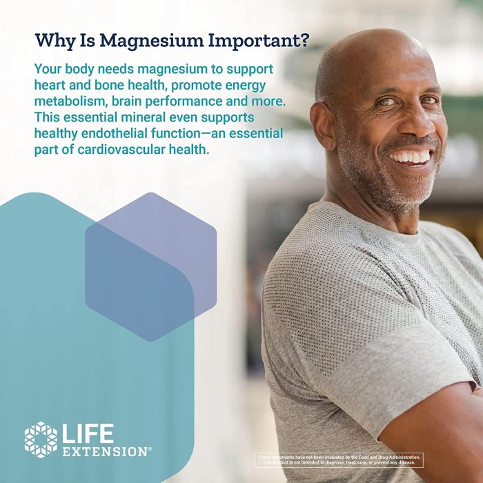 Life Extension Magnesium Caps 500 mg bottle – 100 vegetarian capsules for heart and muscle health