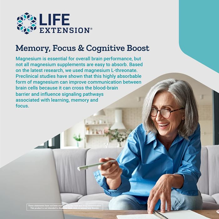 "Life Extension Neuro-Mag Magnesium L-Threonate bottle – cognitive support supplement, 90 capsules"