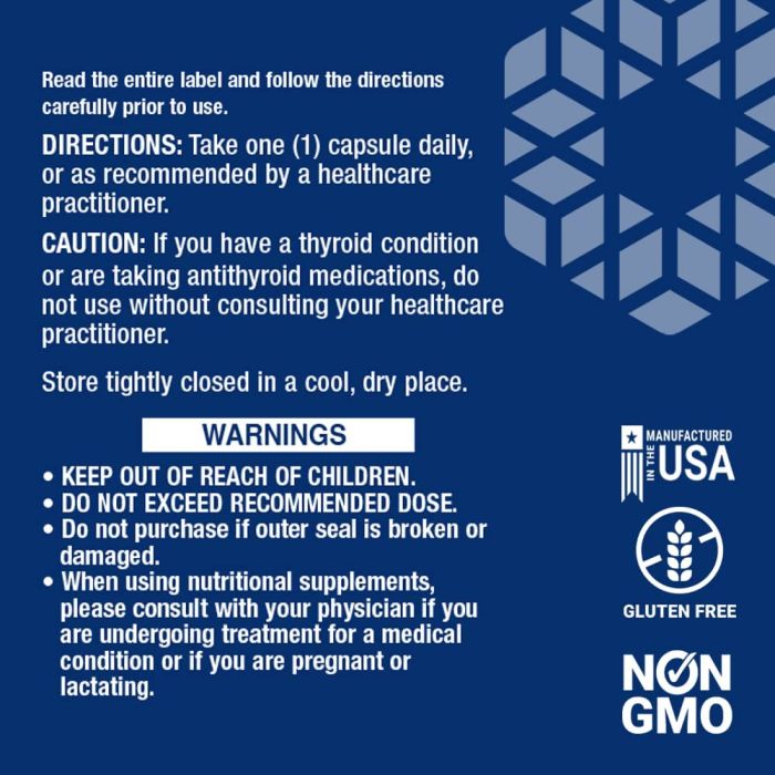 "Vegetarian Sea-Iodine 1000 mcg – natural source of iodine for thyroid health, Non-GMO and gluten free"