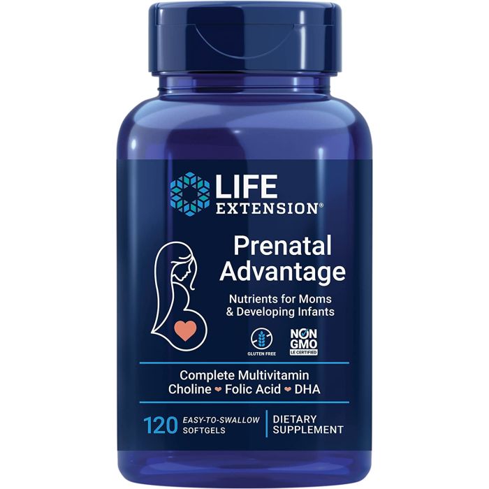 Life Extension Prenatal Advantage Multivitamin Folic Acid 120 Softgels