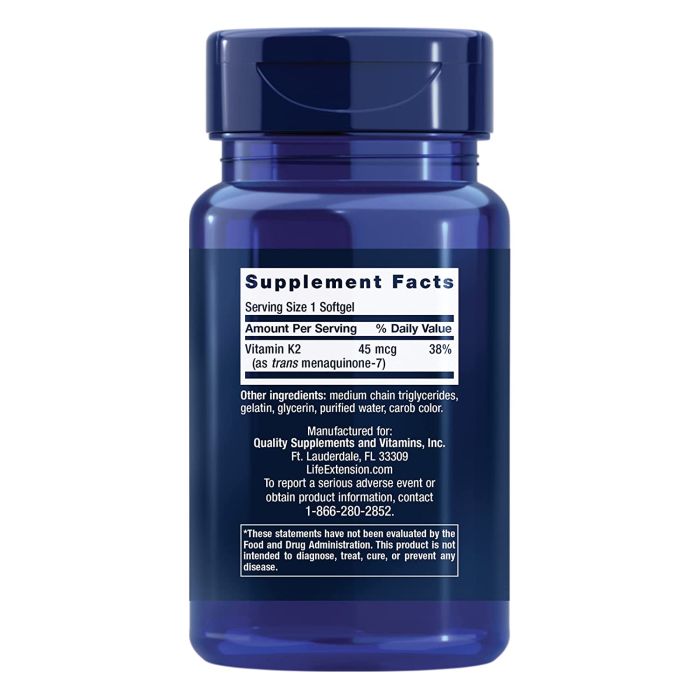 Life Extension Low Dose Vitamin K2 45mcg Cardiovascular Support 90 SG