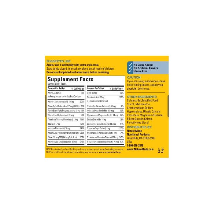 Nature Made Multivitamin For Him 50 Plus 90 Tablets Nutritional Support