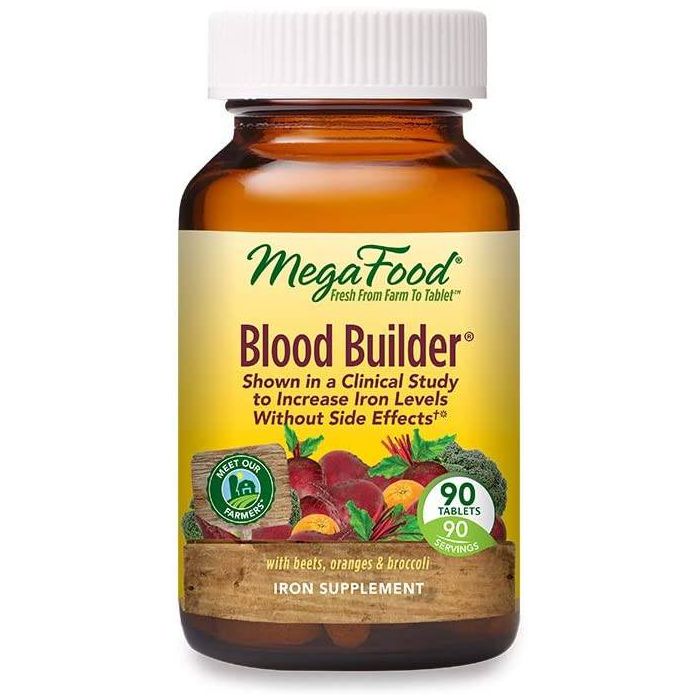 "Iron supplement for fatigue and vitality – MegaFood Blood Builder with real food ingredients"