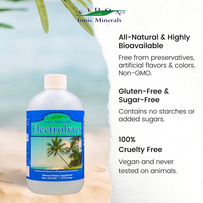 "Eidon Ionic Minerals Mineral Blend Electrolytes 18 oz bottle for hydration and muscle support"