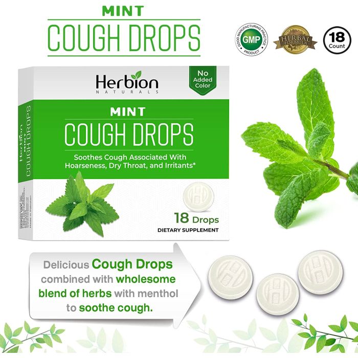 Non-GMO and gluten-free mint flavored sugar-free cough drops

