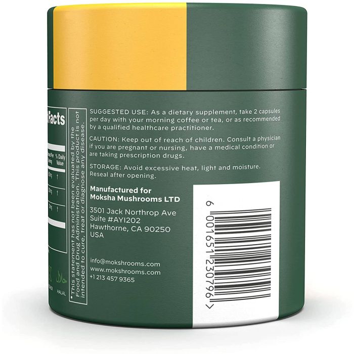 Close-up of capsules from Moksha Focus Lion’s Mane supplement for focus and memory