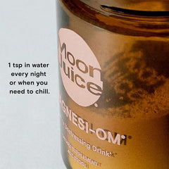 Lifestyle image with Magnesi-Om powder in glass – relaxing daily ritual supplement