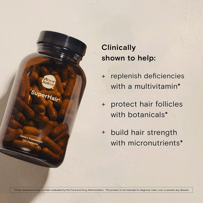 "Moon Juice SuperHair – biotin and silica supplement for healthy hair, 120 capsules"