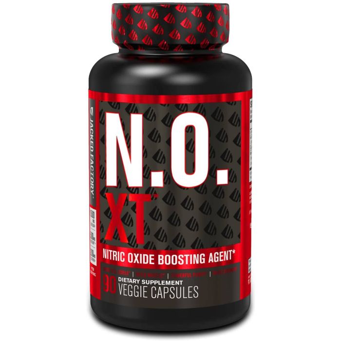 N-O-XT Nitric Oxide Booster – vegan supplement for enhanced blood flow and exercise performance, 60 capsules.