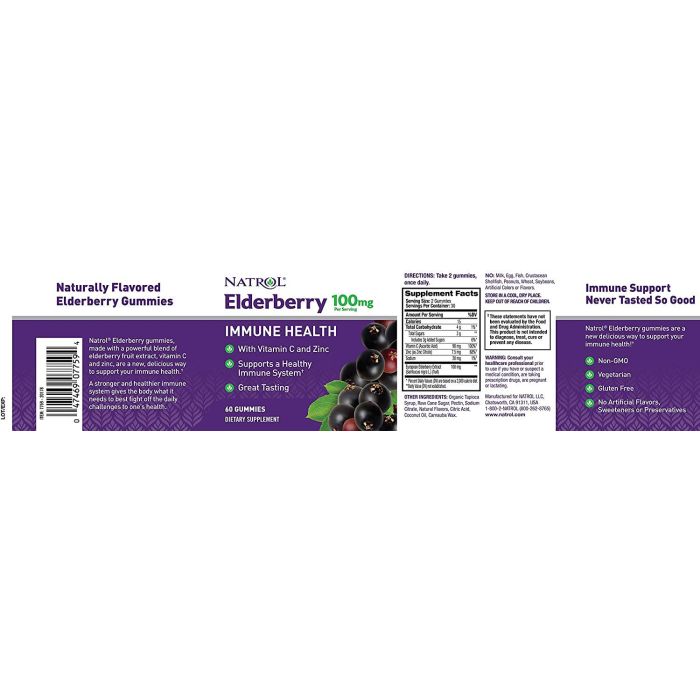 Natrol Elderberry Gummies bottle – immune support with Vitamin C and Zinc