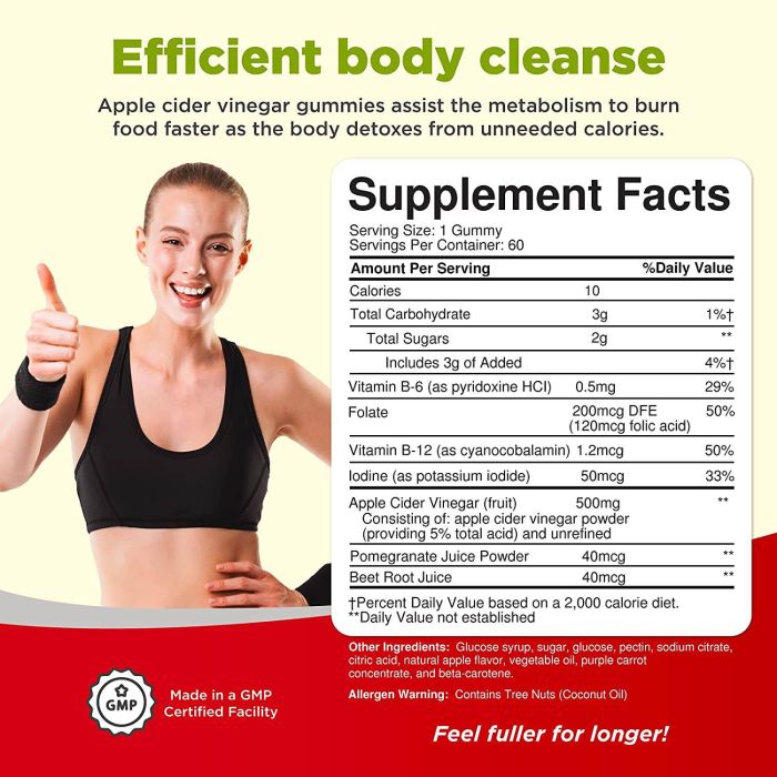 Nature’s Craft 60-count ACV gummies – made in USA, natural cleanse support