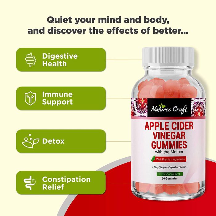 Cherry-flavored ACV gummies in a clear bottle – non-GMO and gluten-free