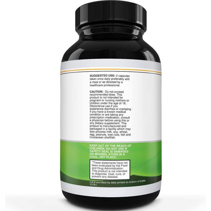 Back label of Berberine bottle – usage instructions and ingredients