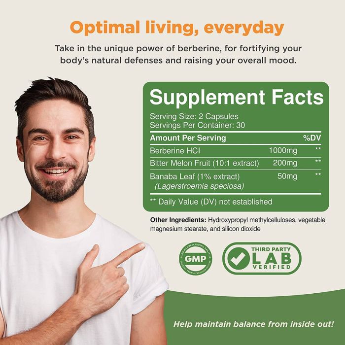 Nature’s Craft vegan Berberine capsules – non-GMO and gluten-free formula