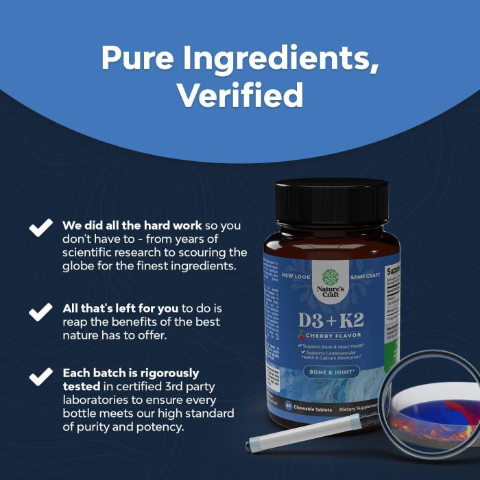 Cherry flavored Vitamin D3 K2 chewable for bone and joint health