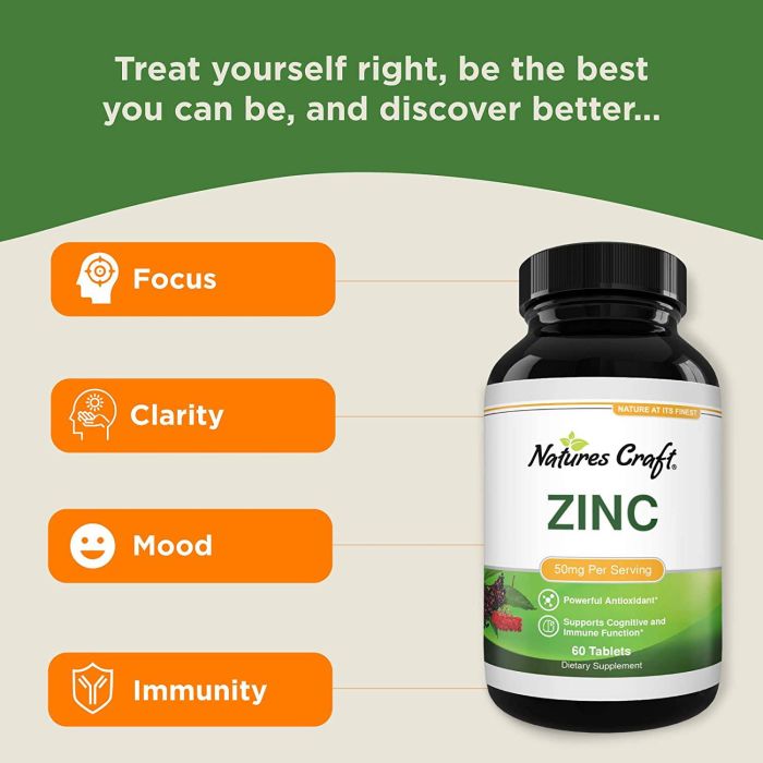 "Nature’s Craft Pure Zinc 50mg – immune support supplement with 60 capsules in bottle"