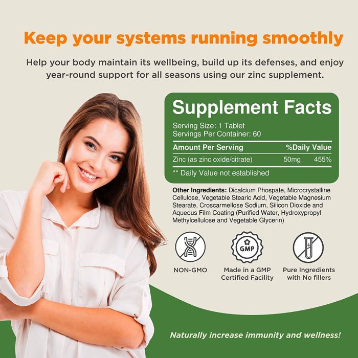 "Pure zinc immune defense formula – 60 capsules for men and women"