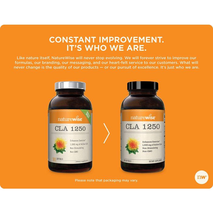 "NatureWise CLA 1250 softgels – Boost metabolism and preserve lean muscle with CLA."