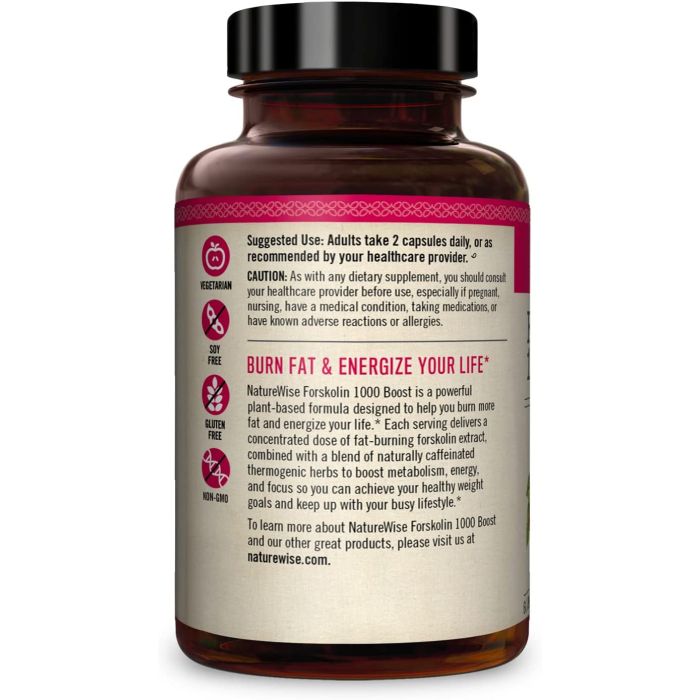 "NatureWise Forskolin 1000 softgels – Promotes fat loss and lean muscle preservation with 1000mg Forskolin."