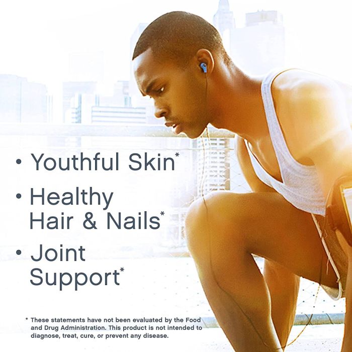 Collagen powder supporting youthful skin, hair, and joint health.