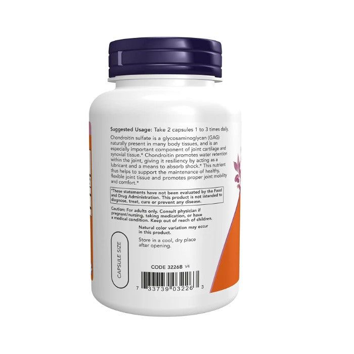 "NOW Chondroitin Sulfate 120 Veggie Caps – gluten-free, non-GMO joint health supplement"