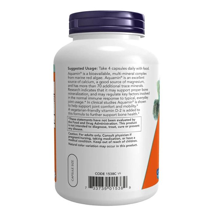 "Side view of NOW Red Mineral Algae – Non-GMO, vegan, gluten-free formula"