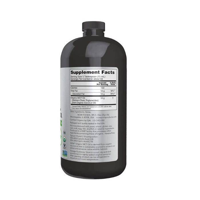 "NOW Sports Organic MCT Oil bottle – perfect for boosting energy and supporting metabolism"