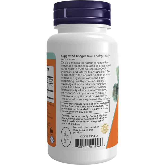 Zinc Glycinate bottle and softgels – high absorption zinc for immune and prostate care