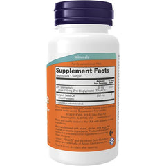 NOW Foods Zinc Glycinate front label – TRAACS zinc with pumpkin seed oil for men’s health