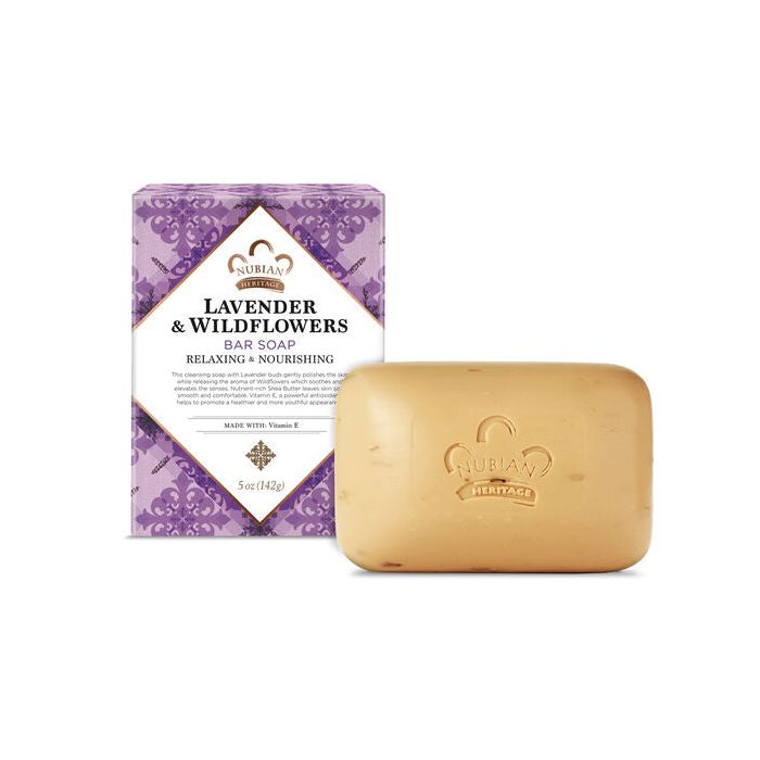 Nubian Heritage Lemongrass & Tea Tree bar soap – refreshing and purifying skincare, 5 oz