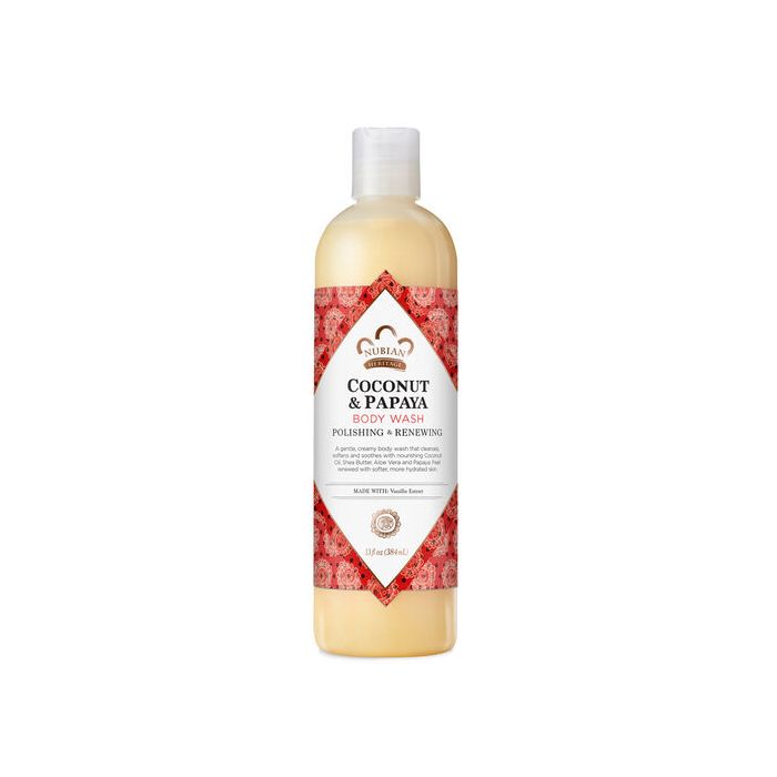 Nubian Heritage Coconut & Papaya Body Wash 13 oz – moisturizing and brightening formula