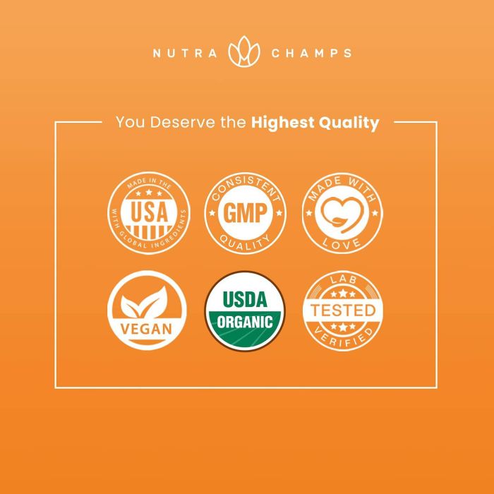 Energy-boosting Nutra Champs Peruvian Maca Powder – supports vitality and endurance, 180 capsules.