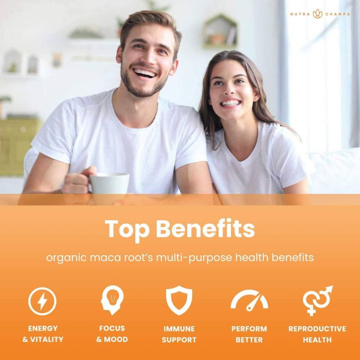 Nutra Champs Peruvian Maca Powder – natural energy booster with 1000 mg of maca root, 180 vegan capsules.