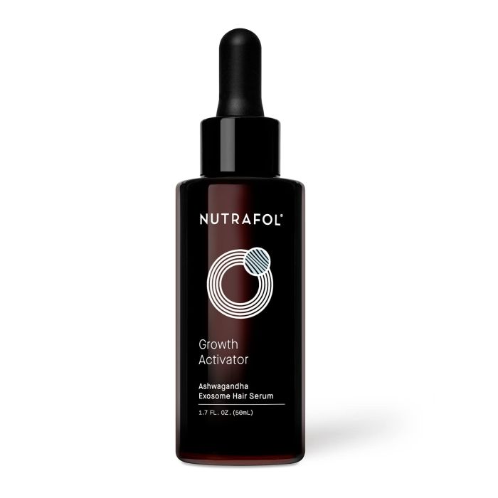 "Biotin-rich Nutrafol Growth Activator Hair Serum – promotes scalp health and reduces thinning"