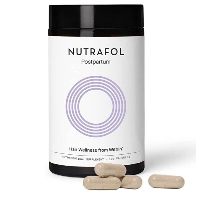 "Vegan, gluten-free Nutrafol Postpartum Supplement – hair restoration for postpartum women"