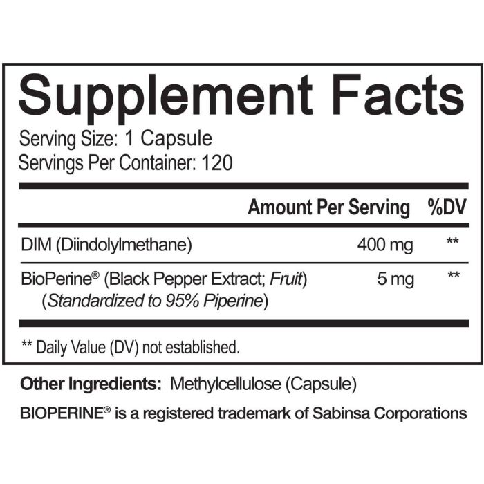 NutriFlair DIM + BioPerine 120 capsule bottle for hormone balance and mood support