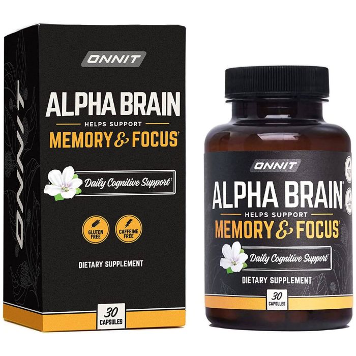 Onnit Alpha Brain – memory and focus support supplement with Alpha GPC and Huperzine A, 30 capsules.