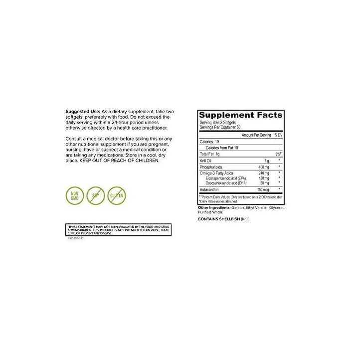 Onnit Krill Oil bottle front label with 60 softgels for omega-3 support