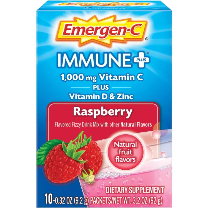Emergen C Immune Plus 1000mg Vitamin C Powder Mix 10 Cnt 0.33 Oz