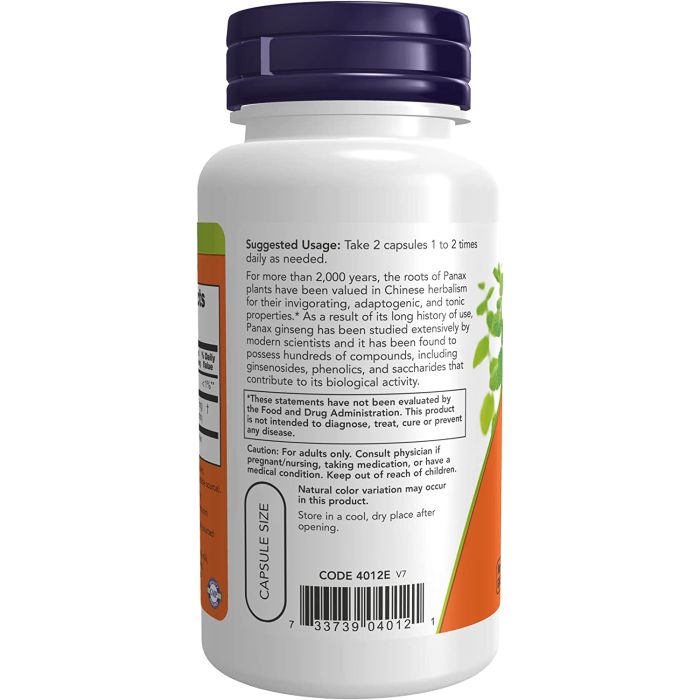 NOW Panax Ginseng Extract Adaptogenic Herb 500mg Veggie Caps