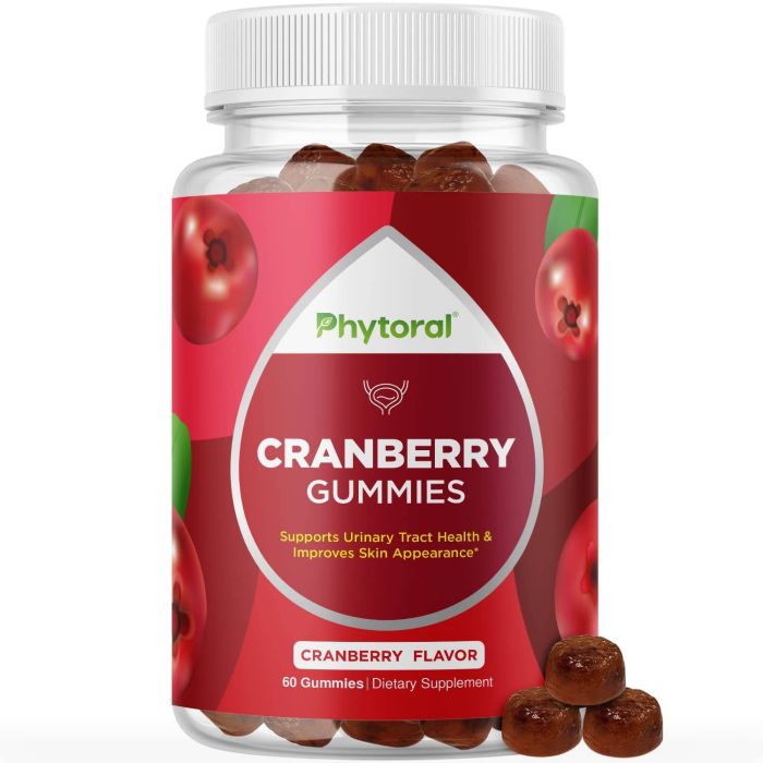 Phytoral Cranberry 60 Gummies bottle – urinary tract health and immune support supplement