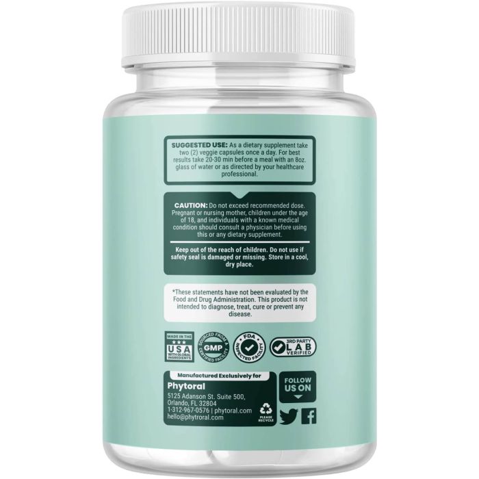 "Vegetarian liver support capsules with non-GMO label – Phytoral liver detox"