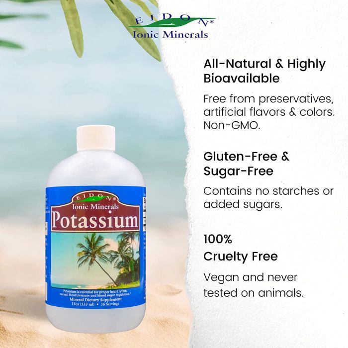 Eidon Ionic Minerals Potassium Supplement 18 oz bottle – supports heart health and electrolyte balance