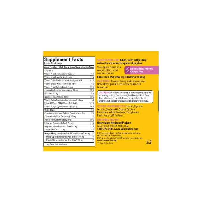 Nature Made Prenatal Multivitamin 200mg DHA Softgels