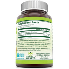 Herbal Secrets Quercetin & Bromelain label – Non-GMO, vegan, gluten-free immune health blend